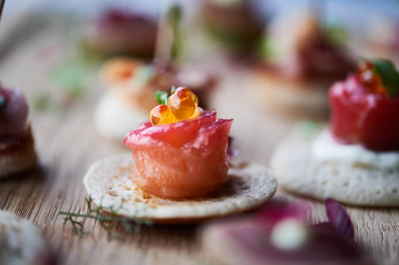 Canapes at Apex Small pink canape