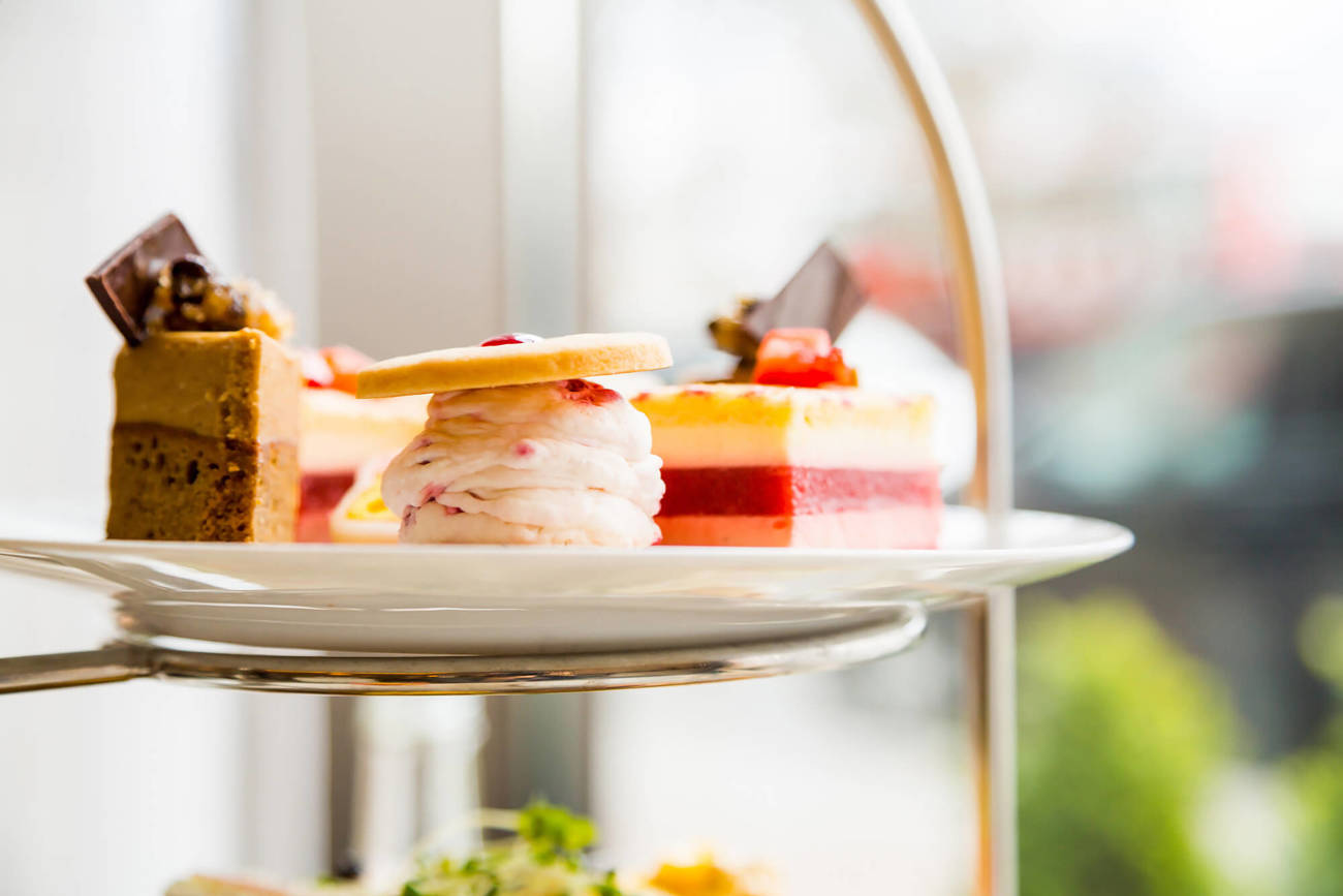 Afternoon Tea at Apex Top tier of afternoon tea stand with cakes