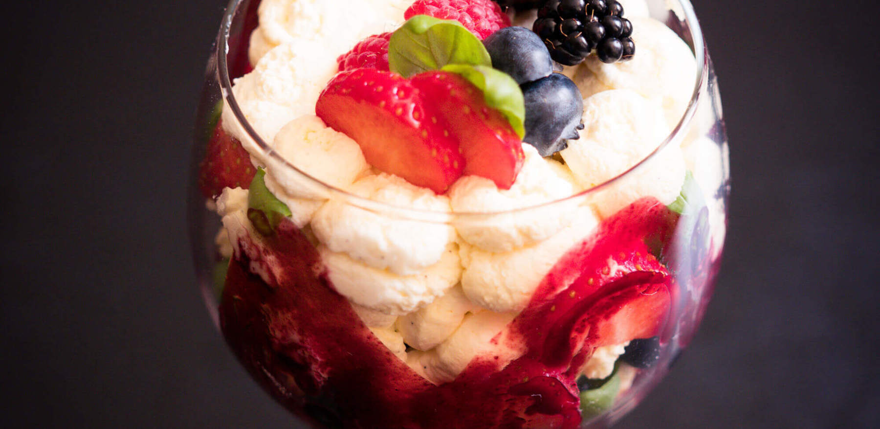 Dessert in Chambers Berry dessert with cream