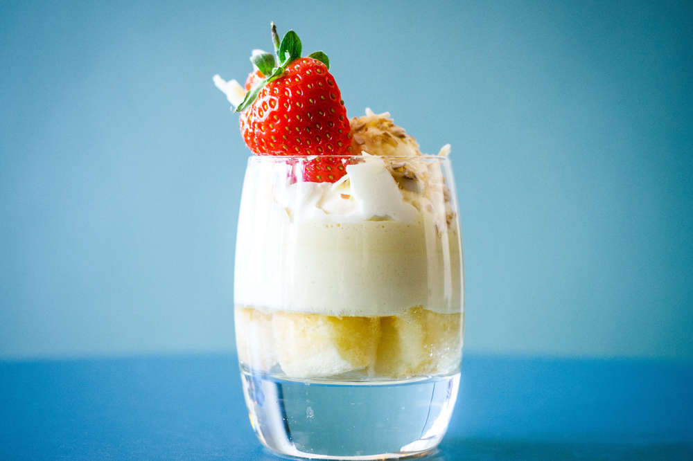 Dining at The Orange Artichoke at Apex City of Bath Hotel Prosecco trifle at The Orange Artichoke