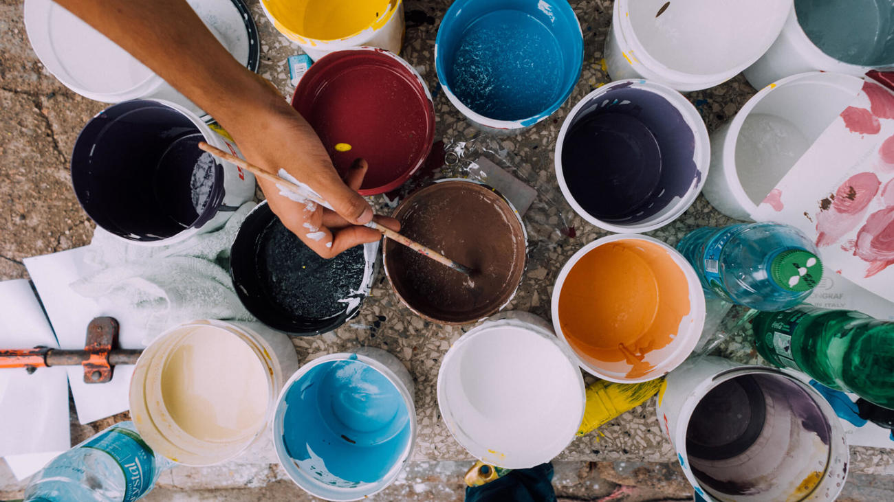 Arts and crafts Arts and crafts with buckets of paint