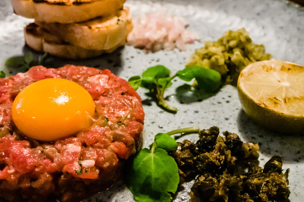 Dining at Off The Wall Bar & Grill Steak tartare at Off The Wall Bar & Grill