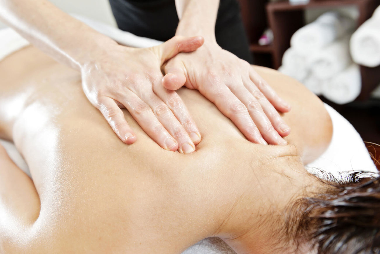 Person getting back massage