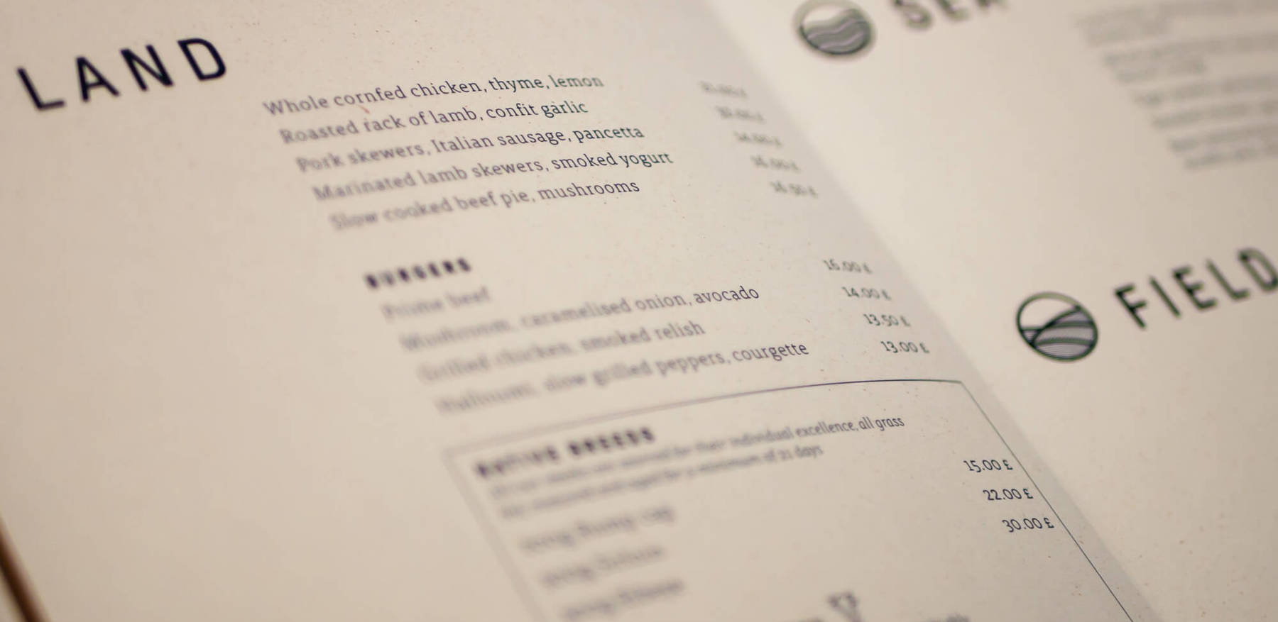 Off The Wall Bar & Grill menu Land, sea & field on menu at Off The Wall Bar & Grill