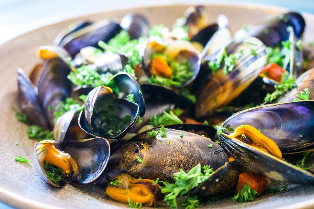 Dining at The Orange Artichoke at Apex City of Bath Hotel Steamed mussels at The Orange Artichoke