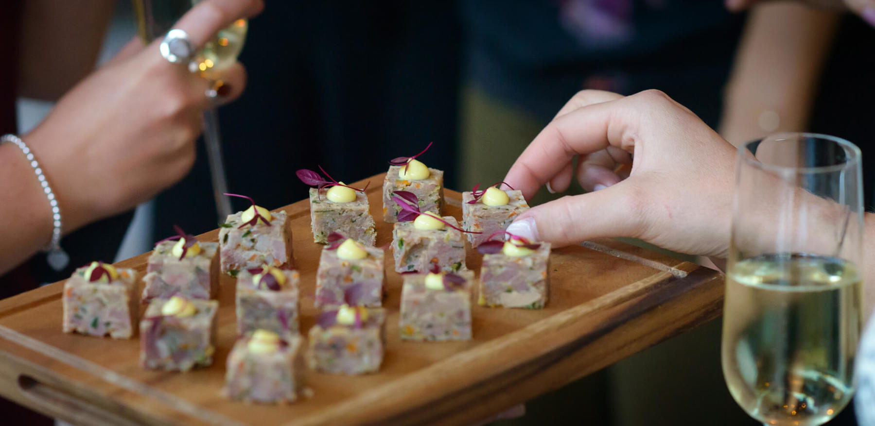 Canapes at The Lampery, Copthall Avenue at Apex London Wall Hotel Canapes at The Lampery, Copthall Avenue at Apex London Wall Hotel
