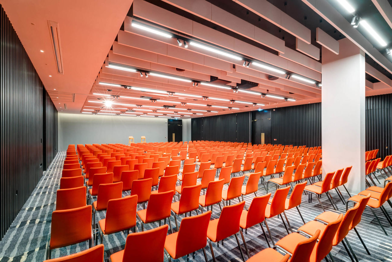 Lansdown Suite at Apex City of Bath Hotel set up theatre style for conference