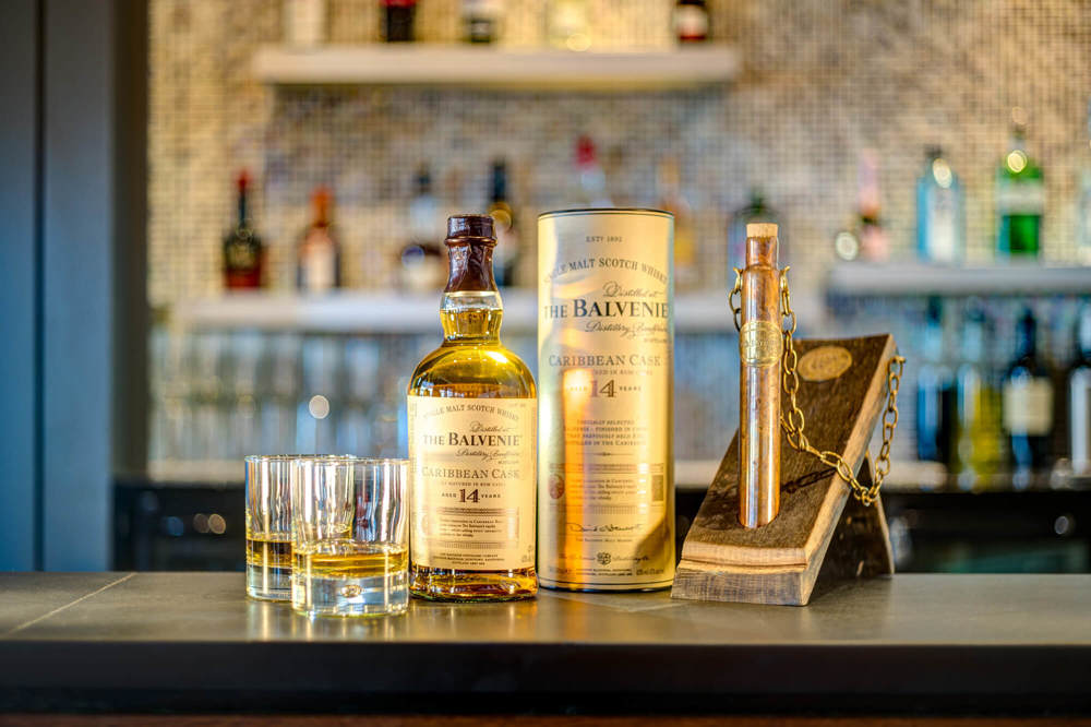 Drinks at Metro Bottle of whisky on bar at Metro Bar
