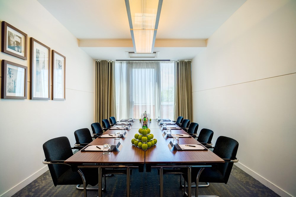 Venice room set up boardroom style for meeting