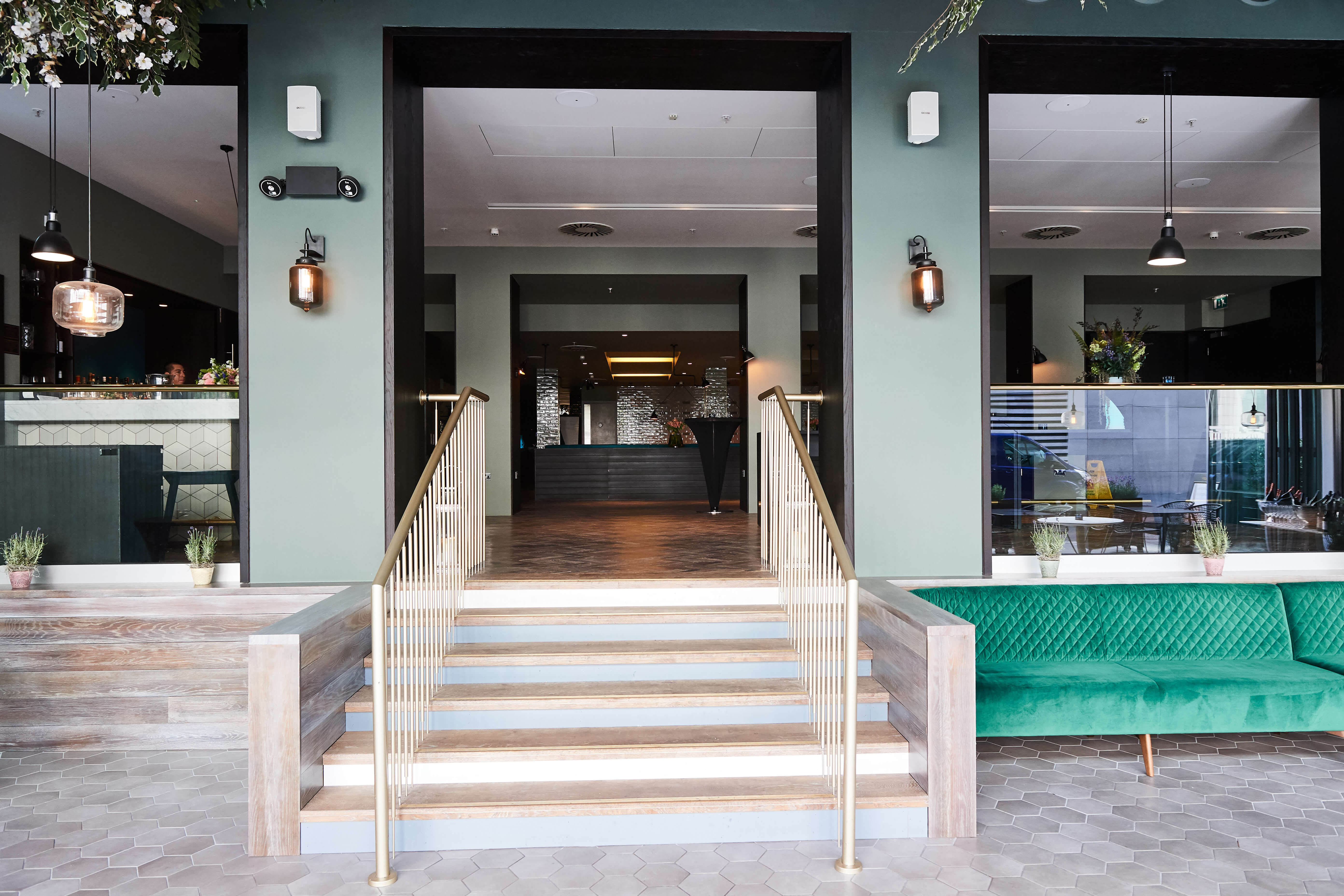 Entrance To Restaurant & Bar Up A Staircase