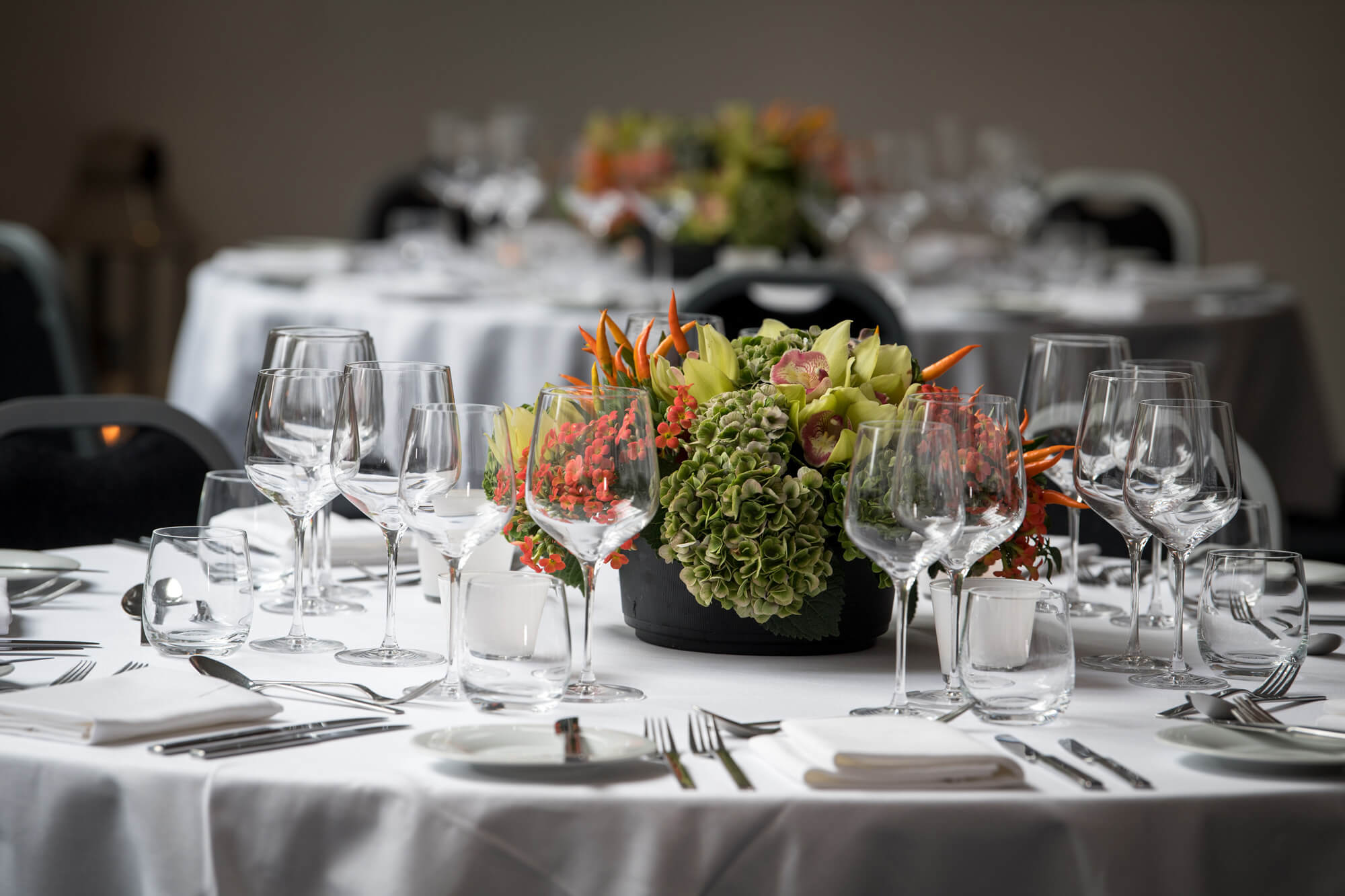 Wedding Table Setup With Floral Centre Piece