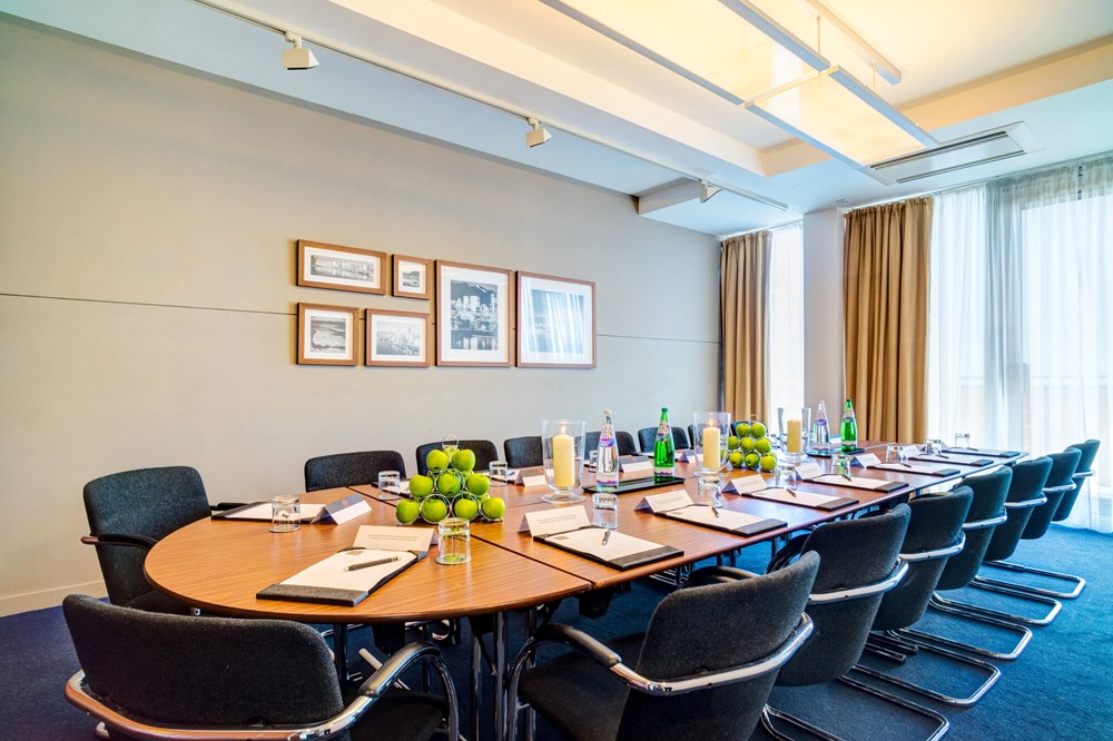 Vancouver room set up boardroom style for meeting