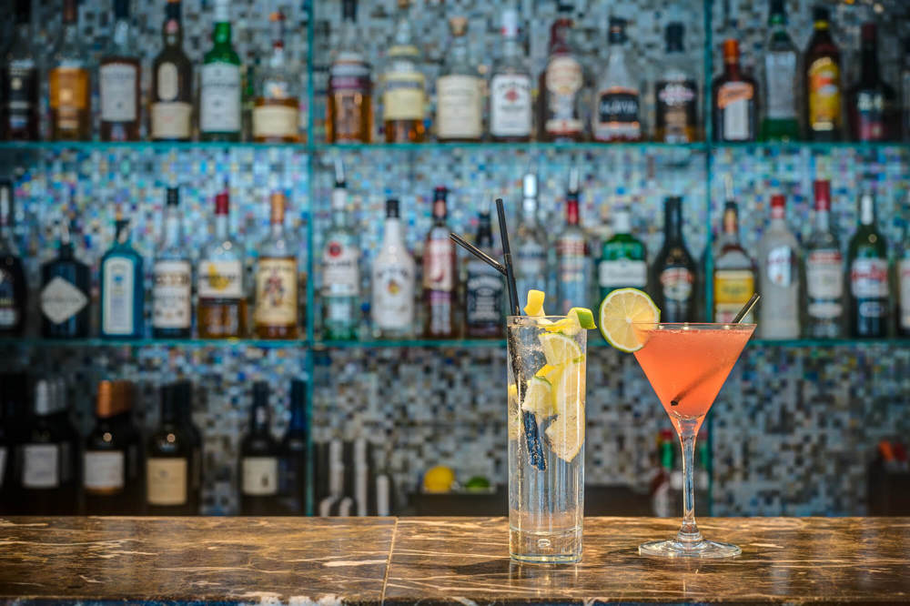Drinks at Metro West End Cocktails presented on the bar at Metro West End
