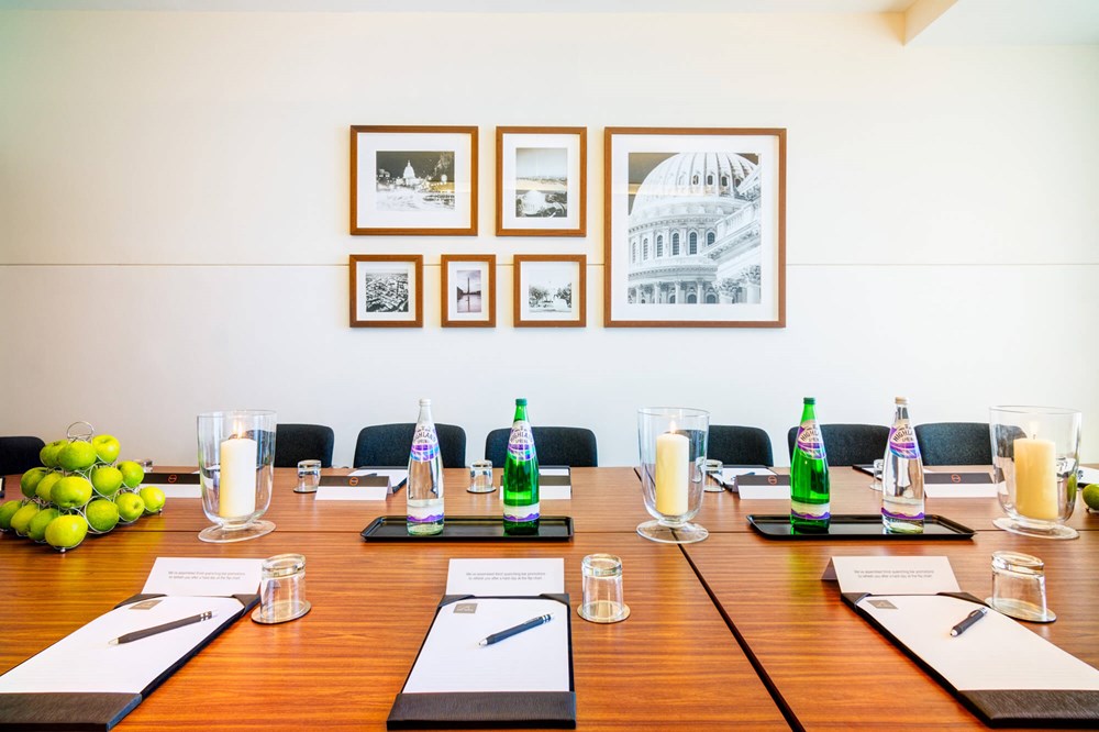 Washington room set up boardroom style for meeting