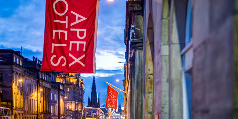 Apex Hotels flag outside Apex Waterloo Place Hotel