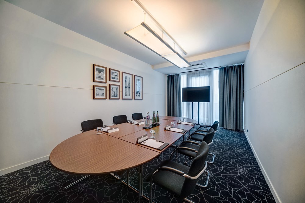 Venice room set up boardroom style for meeting
