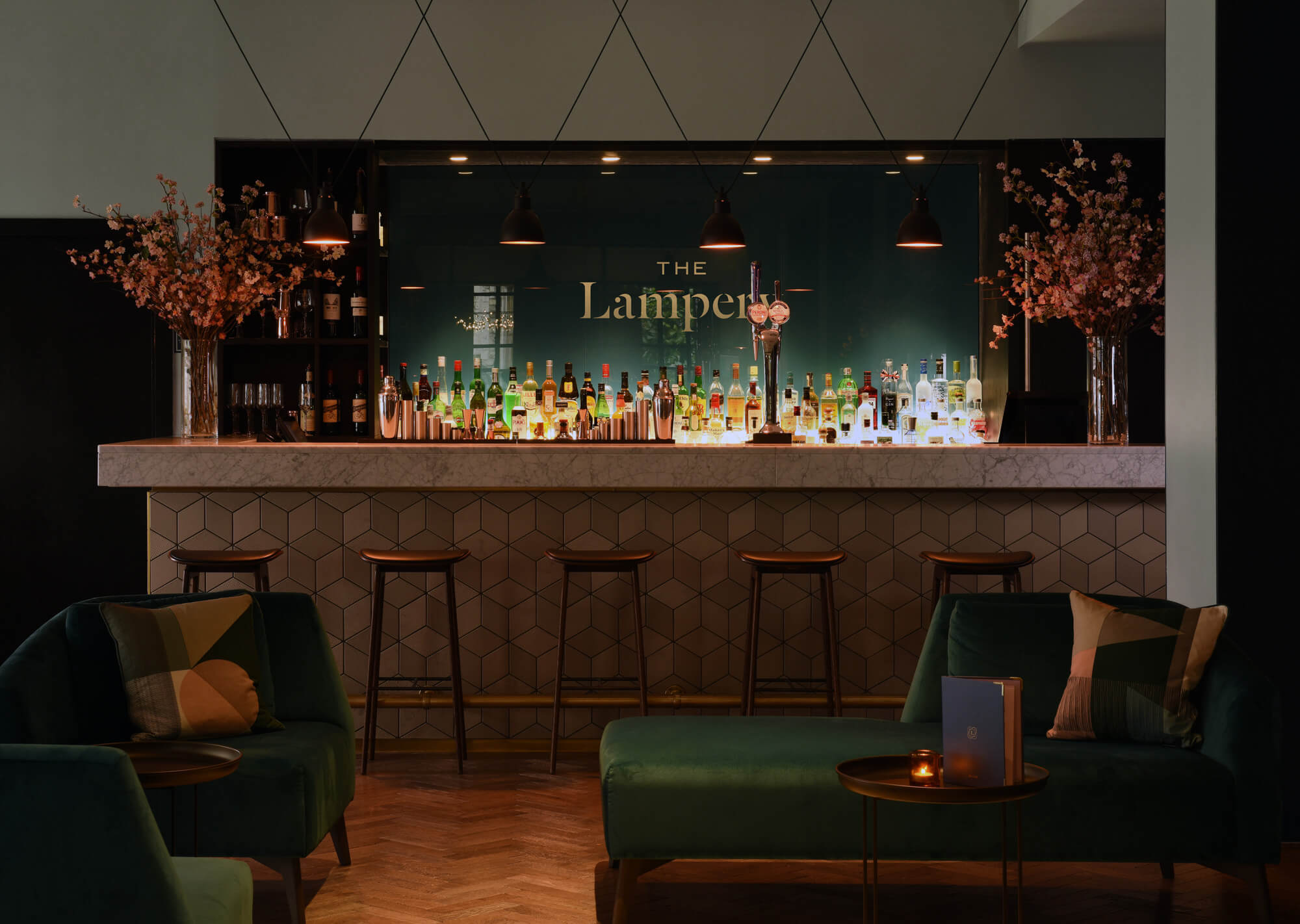 Fancy Bar Area In Evening
