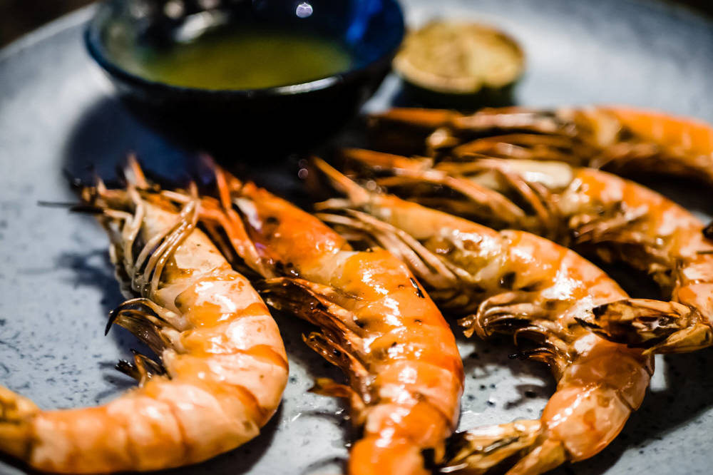 Dining at Off The Wall Bar & Grill Langoustines with dipping sauce