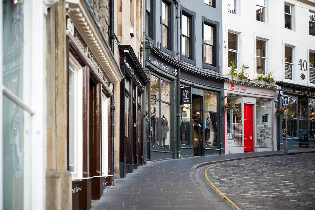 Edinburgh's Grassmarket Edinburgh's Grassmarket shops